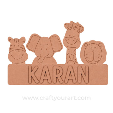 Animal Theme kids Nameplate MDF Design 3