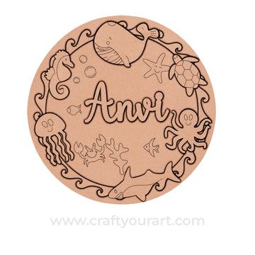 Sea Theme kids Nameplate MDF Design 2