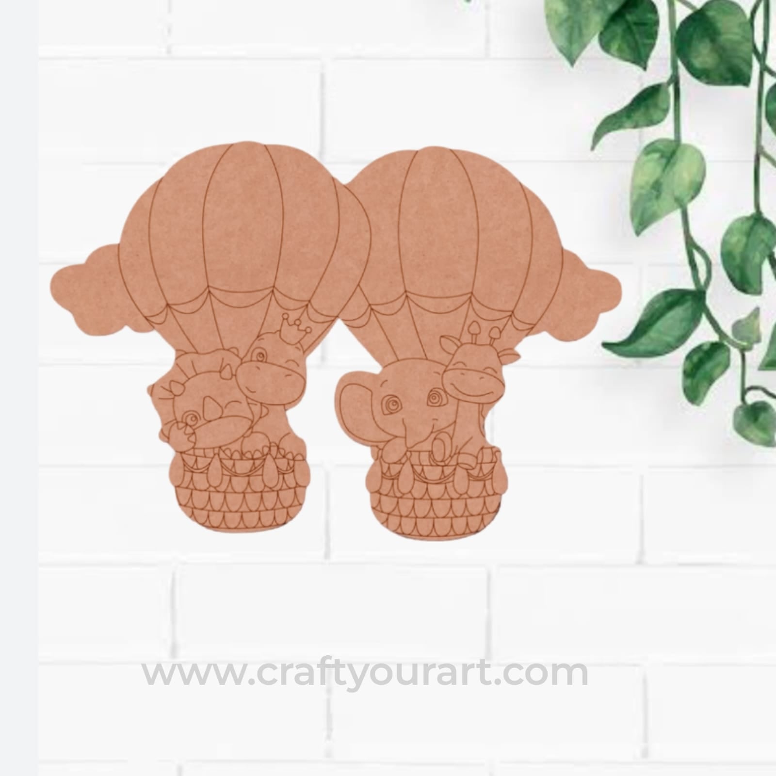 Animals Hot Air Balloon Pre Marked MDF Design 1