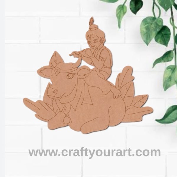 Bal Krishna With Cow Pre Marked MDF Design 59