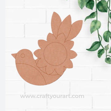 Bird Floral Diya Tealight Holder Pre Marked MDF Design 1