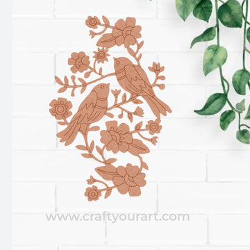Birds Floral Motif Pre Marked Base MDF Design 1