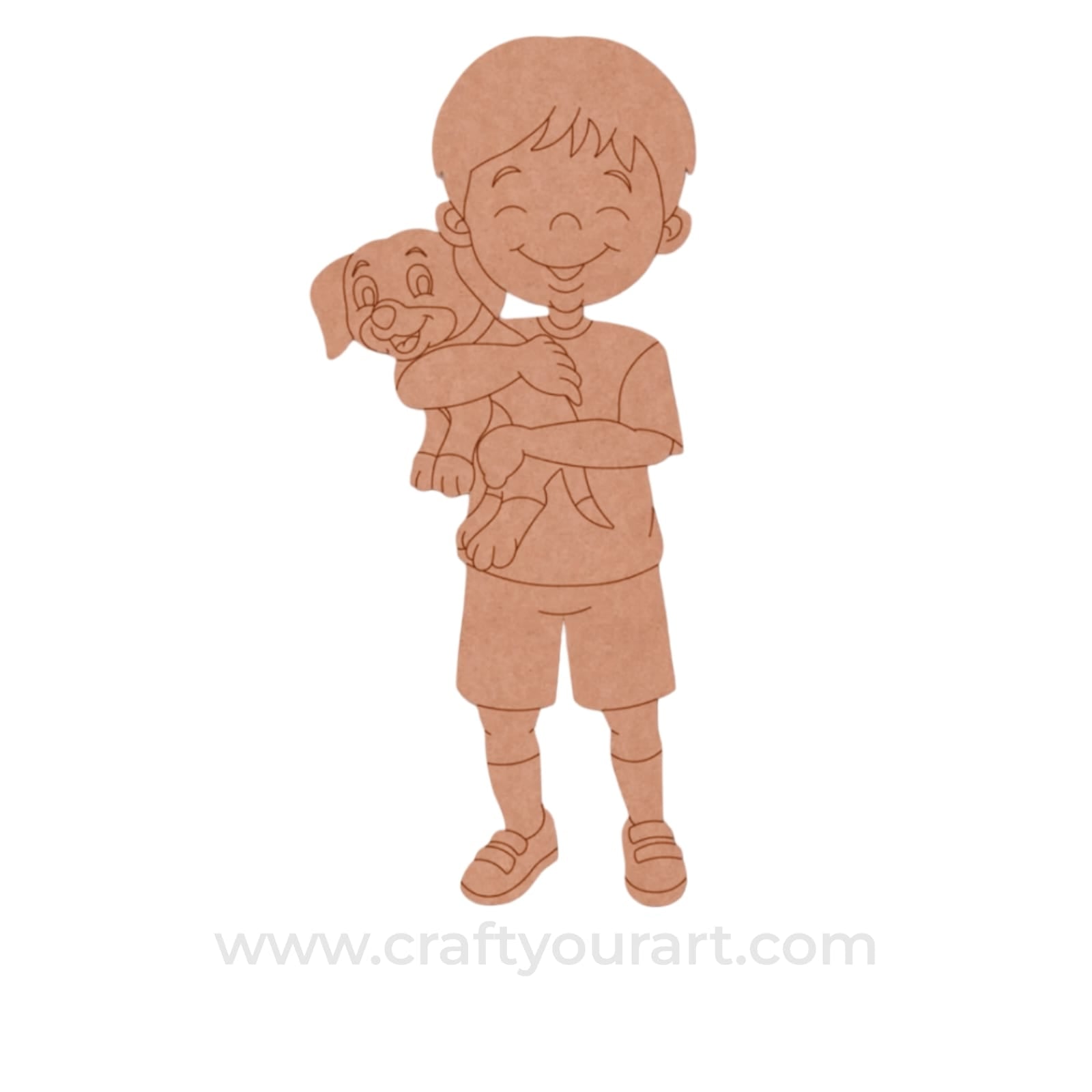 Boy With Dog Pre Marked MDF Design 1