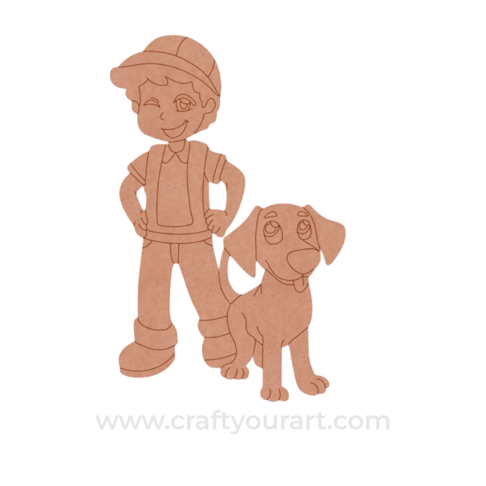 Boy With Dog Pre Marked MDF Design 2