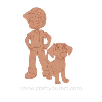 Boy With Dog Pre Marked MDF Design 2