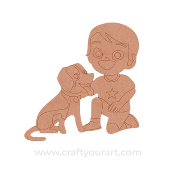 Boy With Dog Pre Marked MDF Design 3