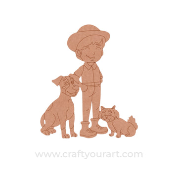 Boy With Dogs Pre Marked MDF Design 1