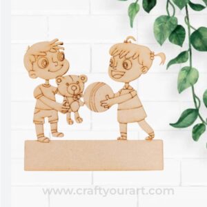 Brother and Sister Pre Marked MDF Mini Nameboard Design 4