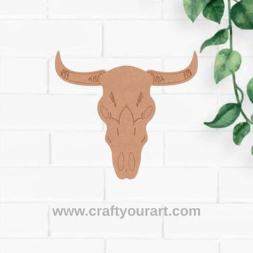 Bull Skull Pre Marked MDF Design 1