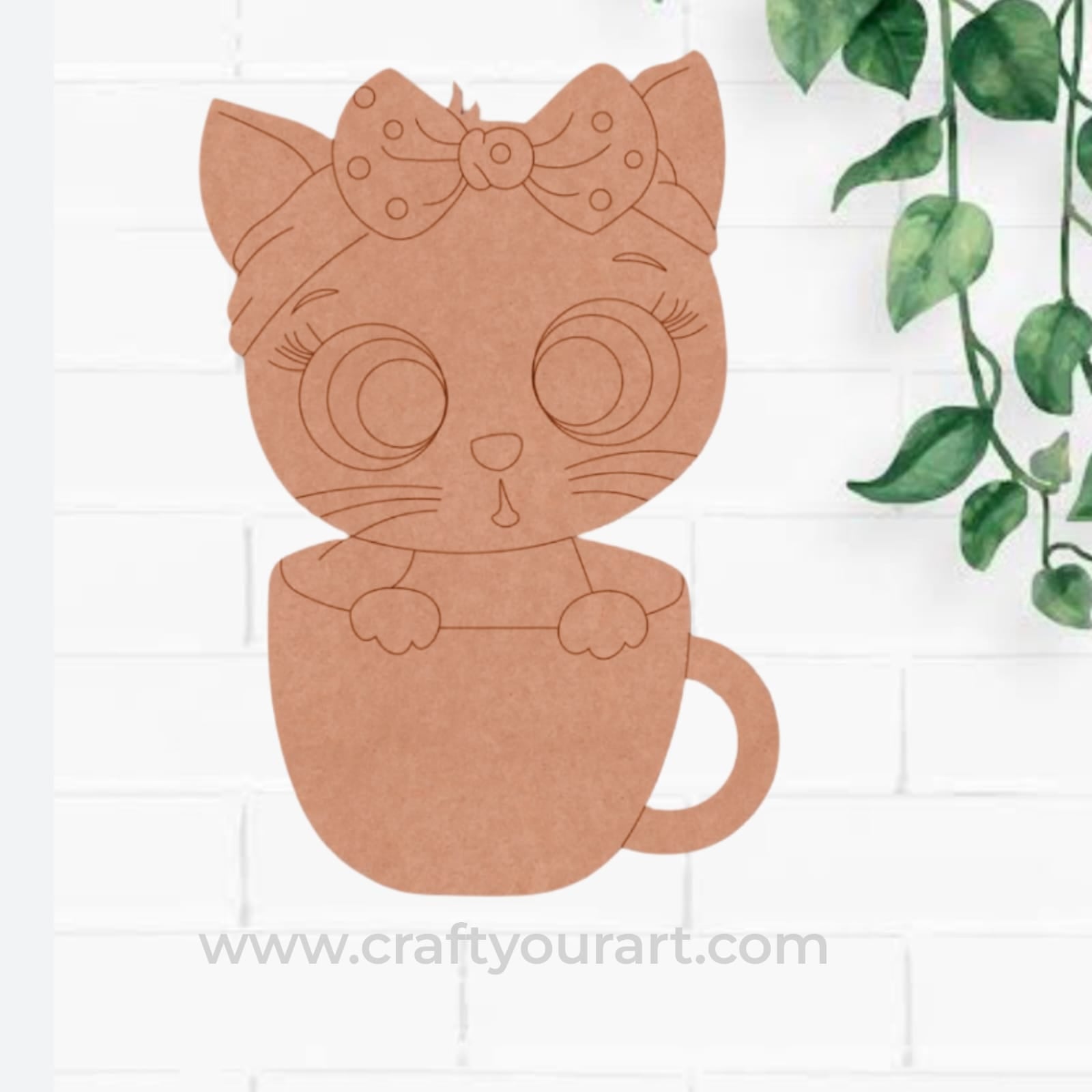 Cat In Cup Pre Marked MDF Design 2