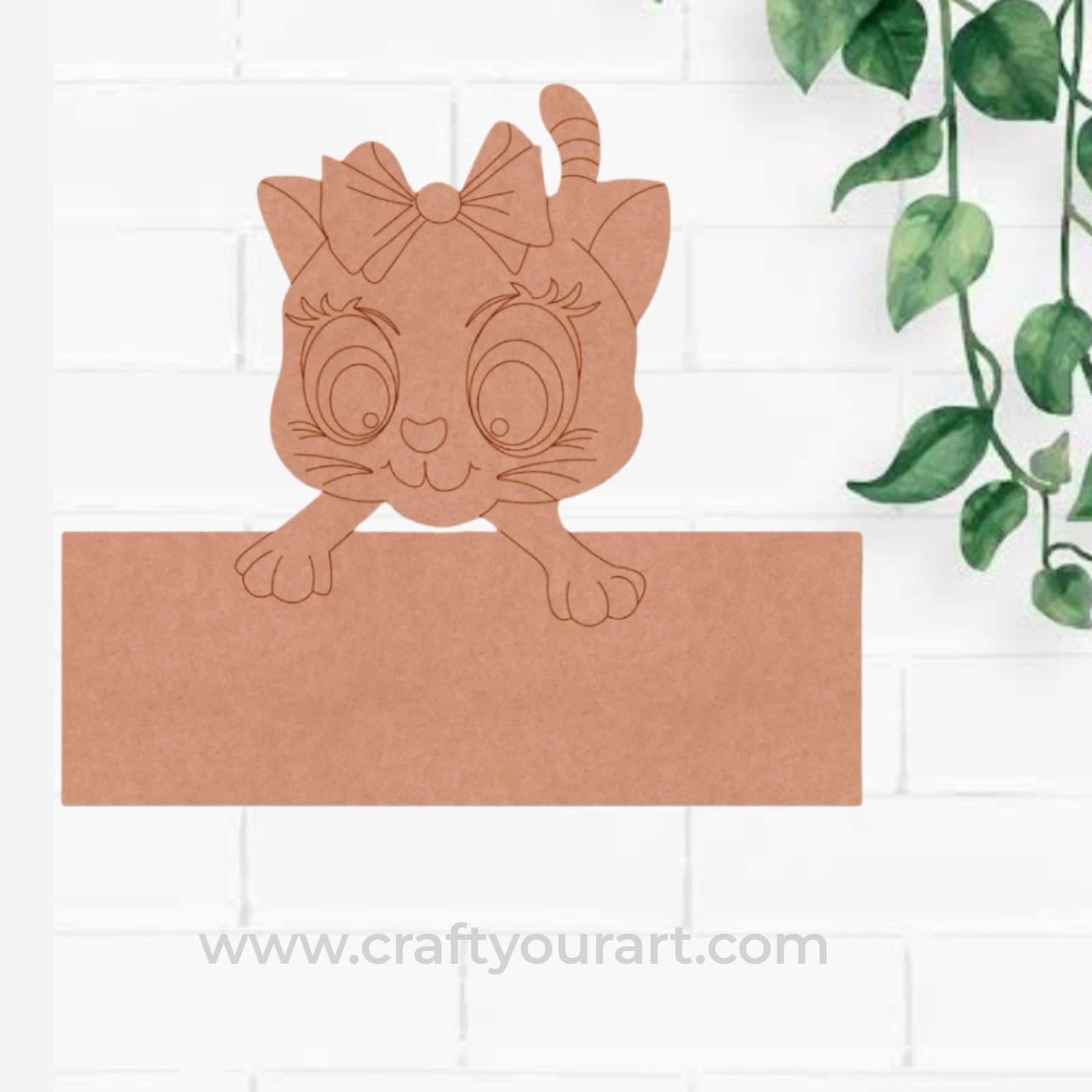 Cat Nameplate Pre Marked MDF Design 2