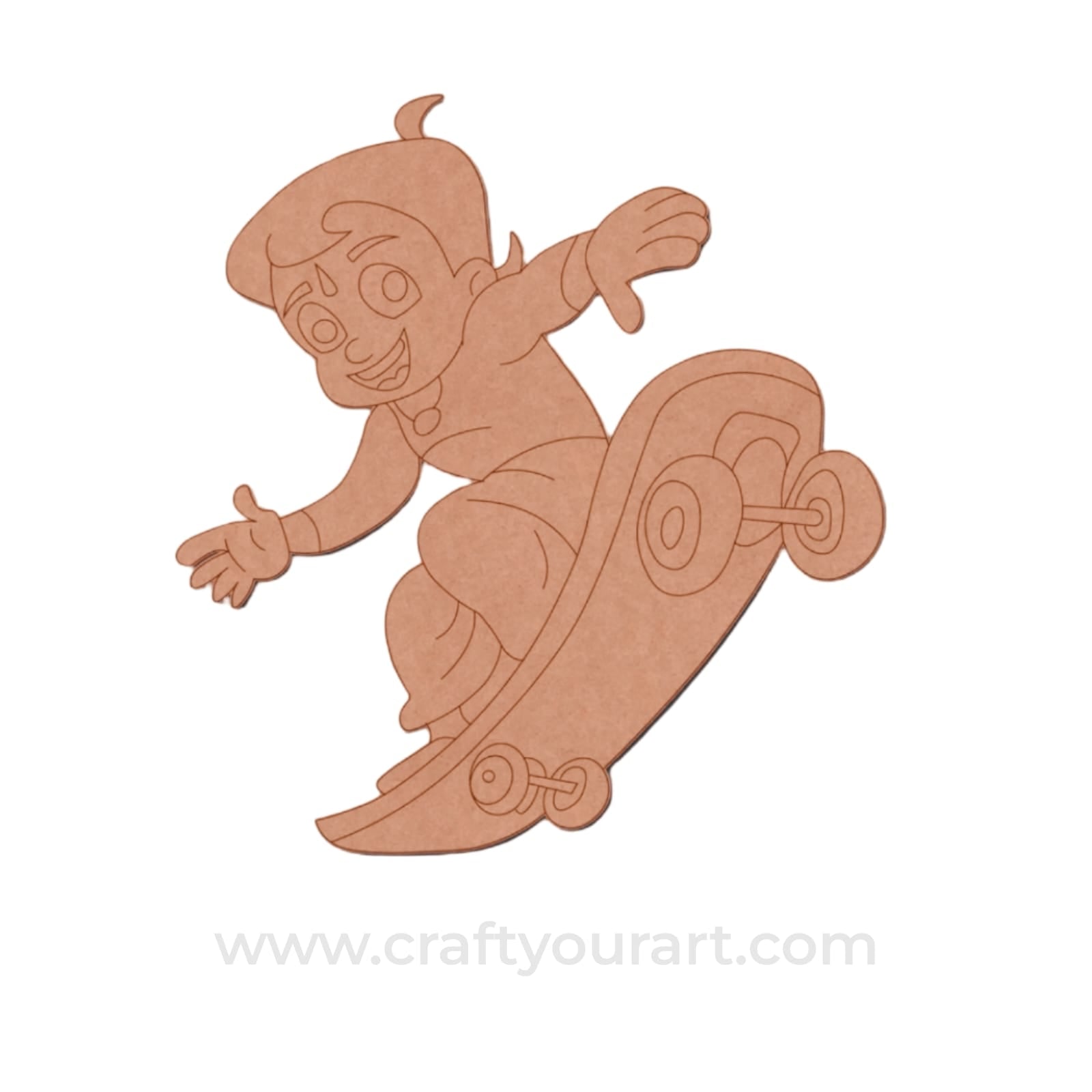 Chhota Bheem On Skateboard Pre Marked MDF Design 1