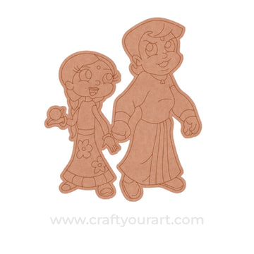Chhota Bheem With Chutki Cartoon Pre Marked MDF Design 1