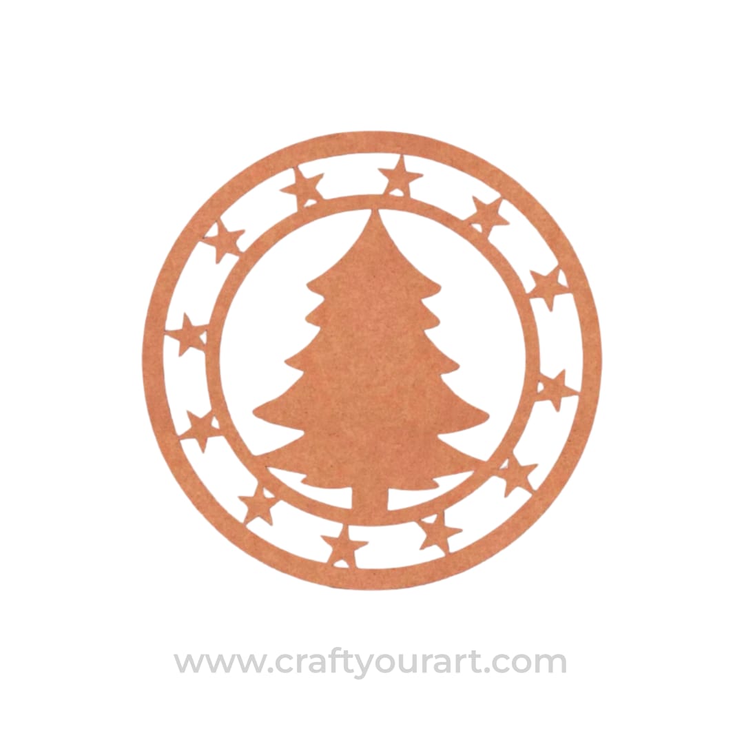 Christmas Tree Round Cutout MDF Design 1