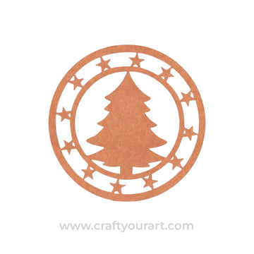 Christmas Tree Round Cutout MDF Design 1