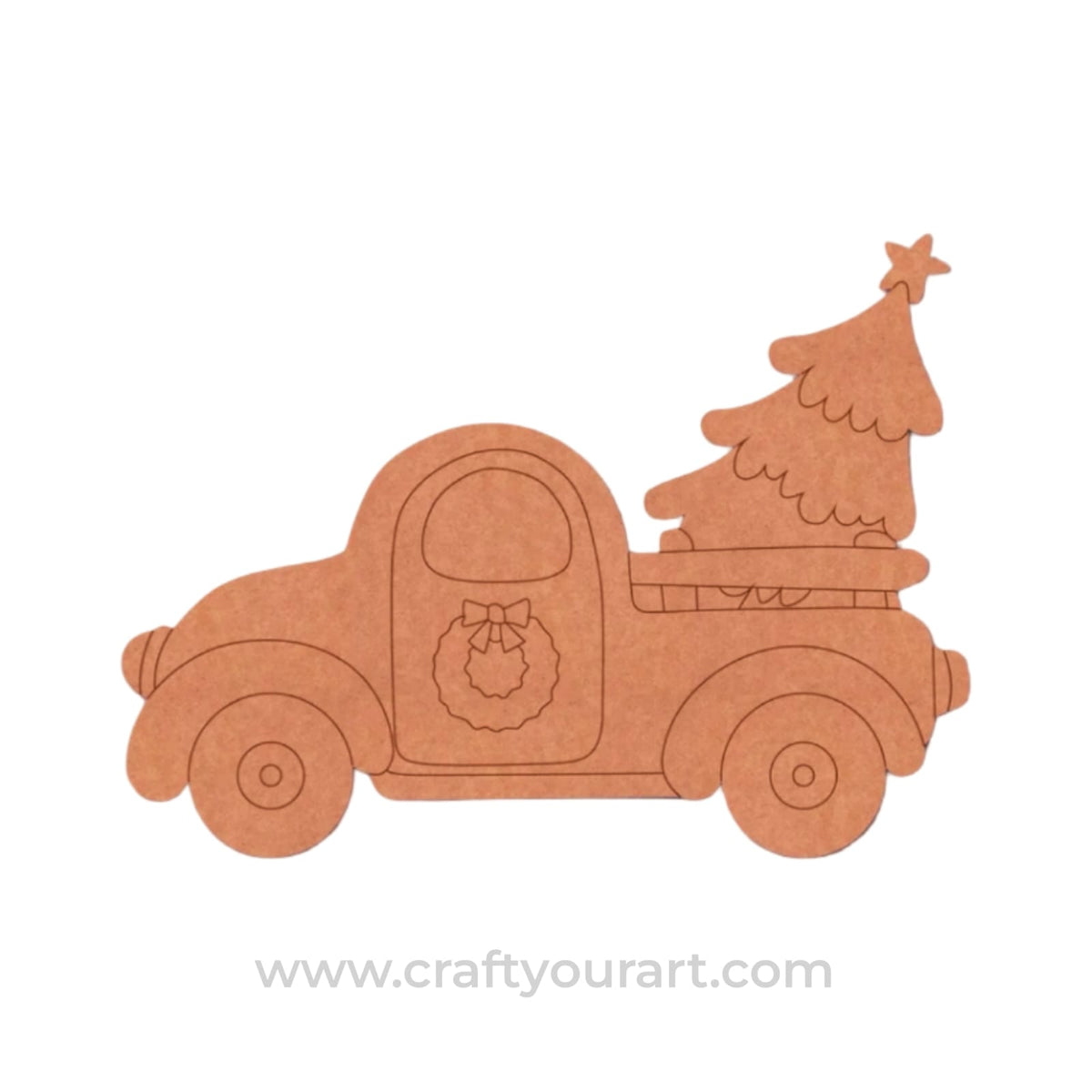 Christmas Truck With Tree Pre Marked MDF Design 1