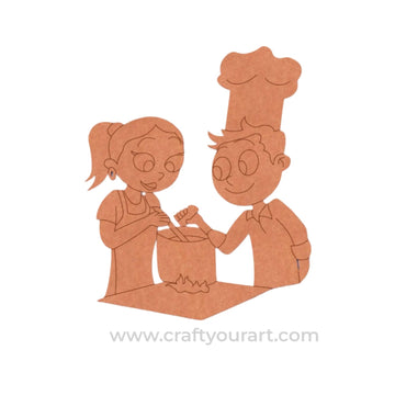 Couple Cooking Pre Marked MDF Design 1