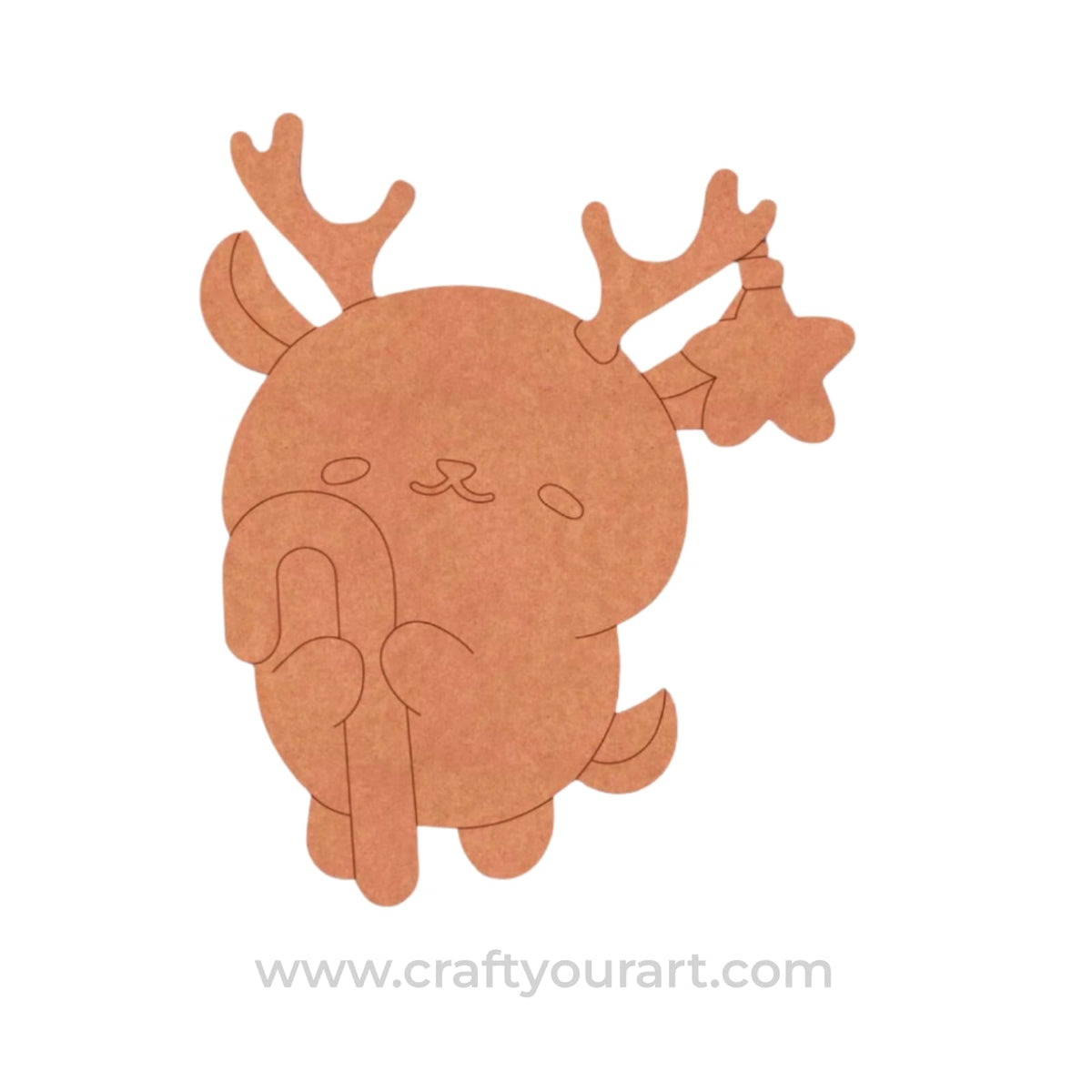 Cute Reindeer Christmas Pre Marked MDF Design 1