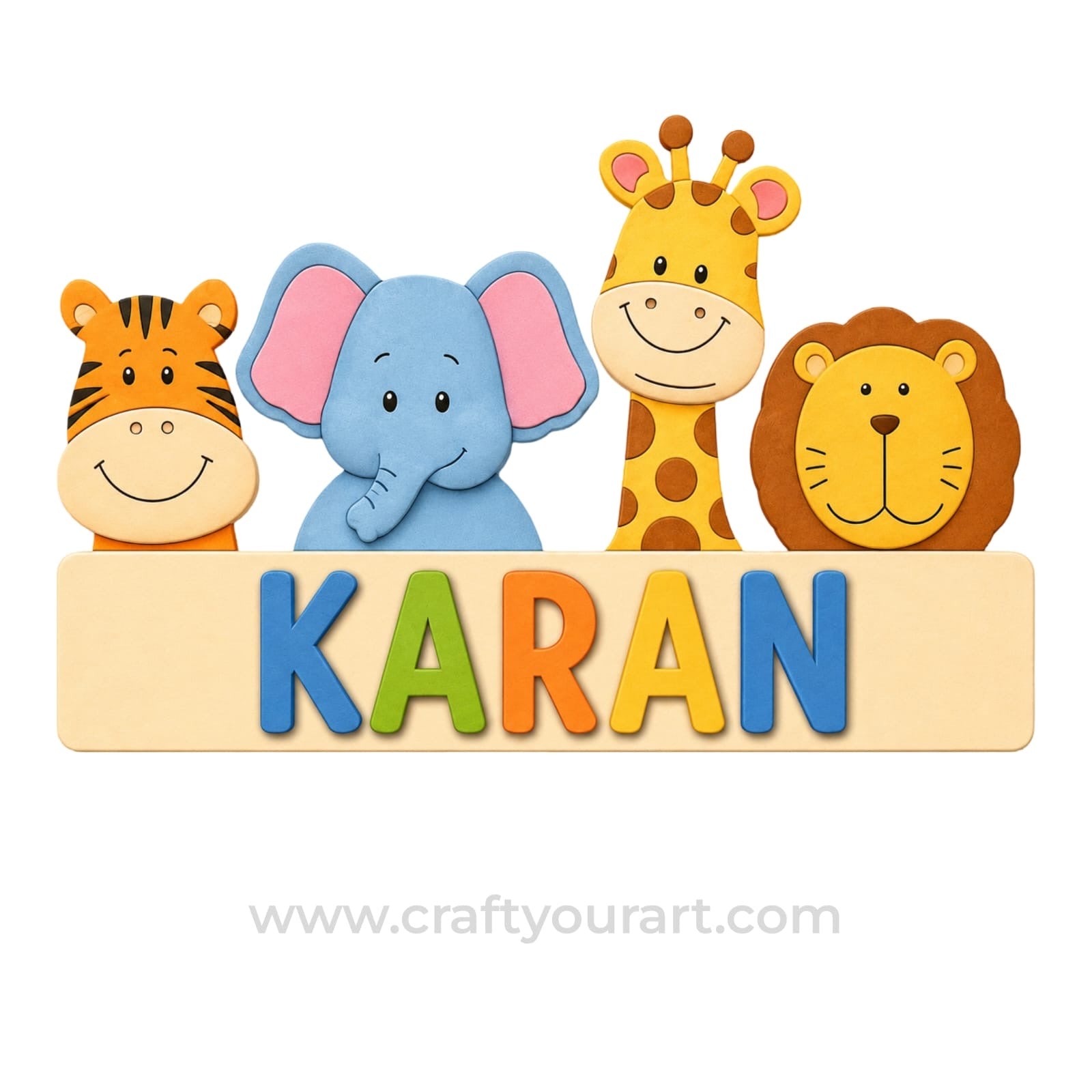 Animal Theme kids Nameplate MDF Design 3
