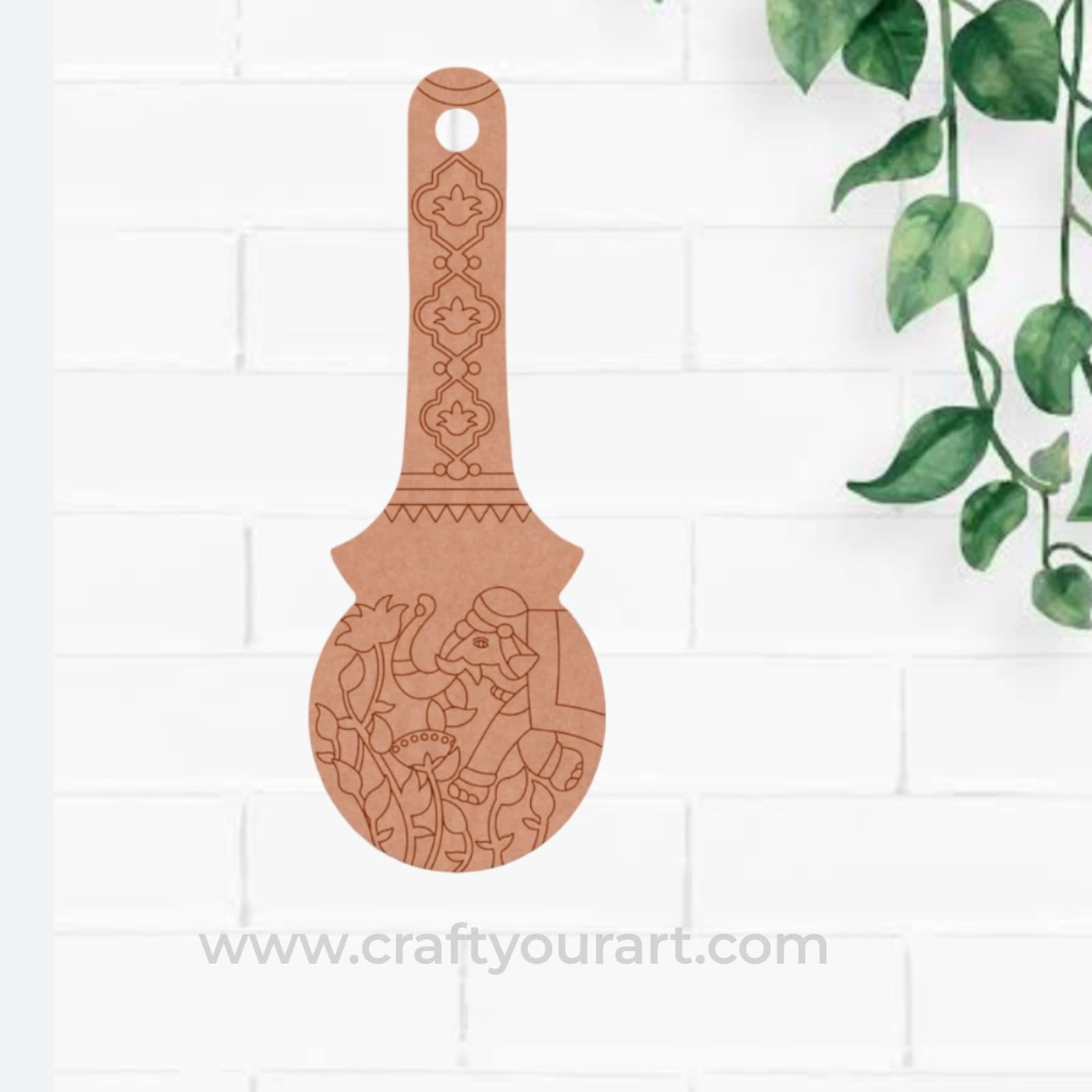 Elephant Kolam Ladle Pre Marked MDF Design 1