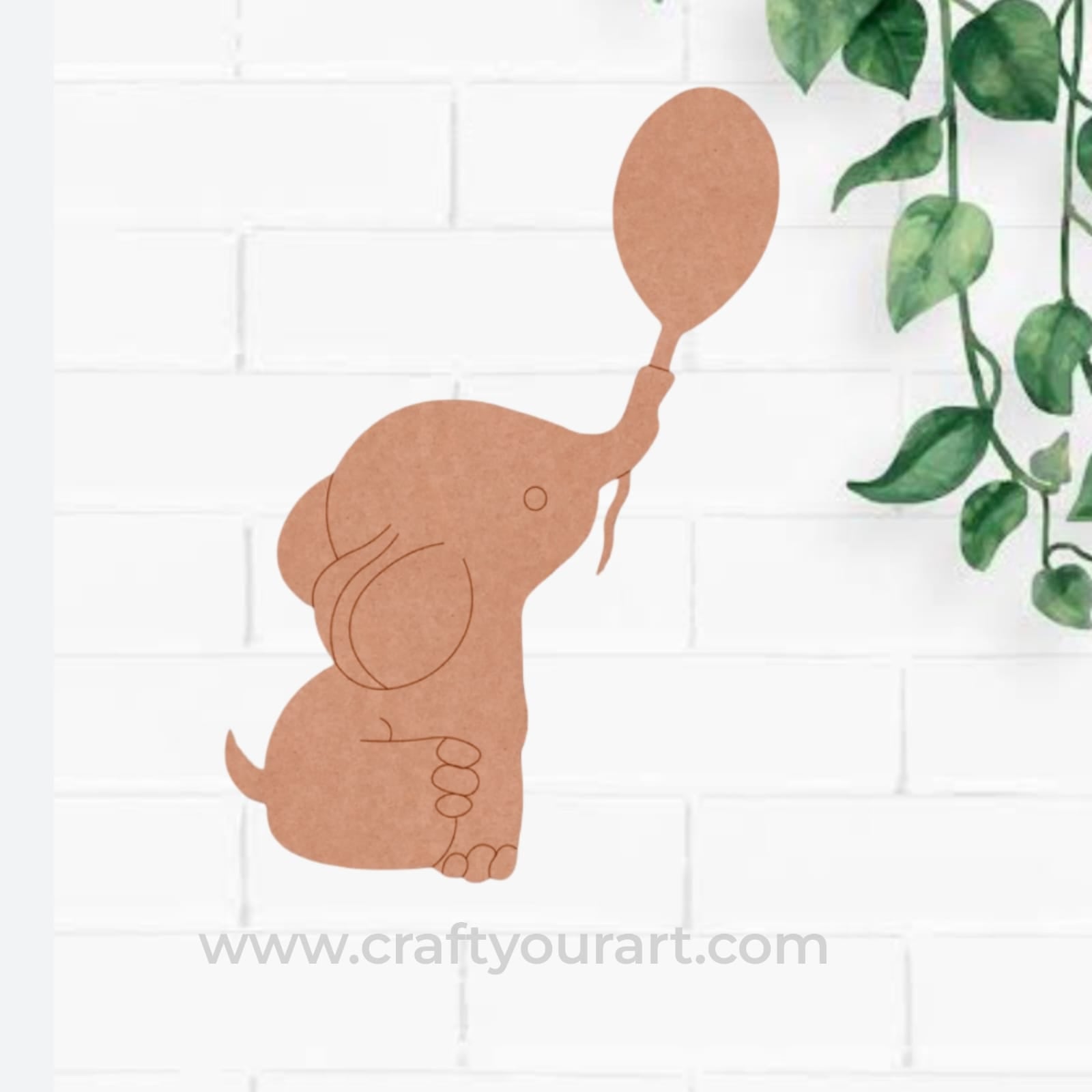 Elephant With Balloon Pre Marked MDF Design 2