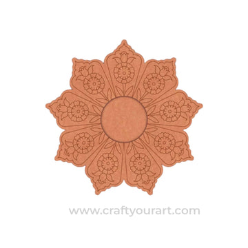 Floral Diya Tealight Holder Pre Marked MDF Design 1