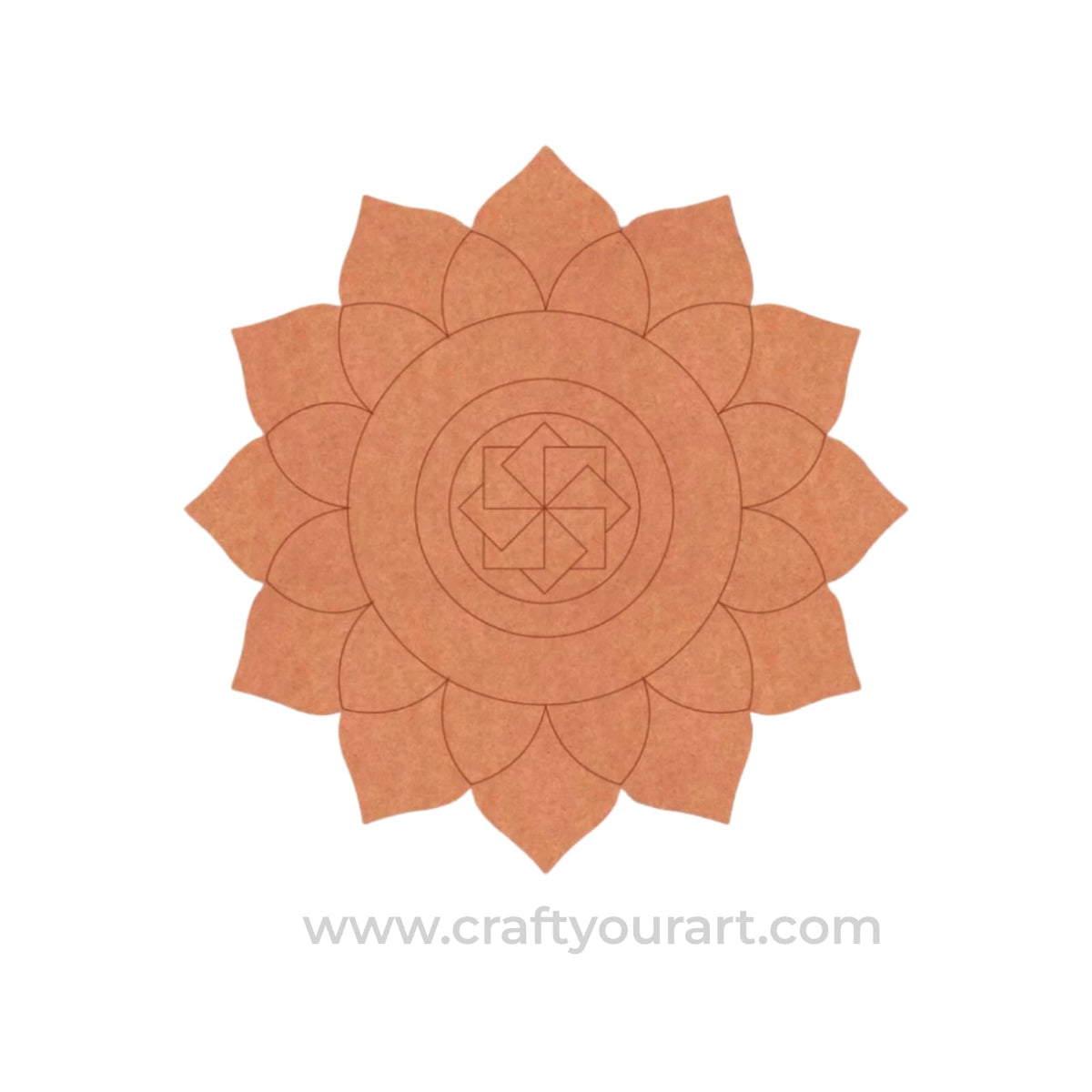 Flower Mandala Swastik Pre Marked Round MDF Design 1