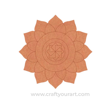 Flower Mandala Swastik Pre Marked Round MDF Design 1