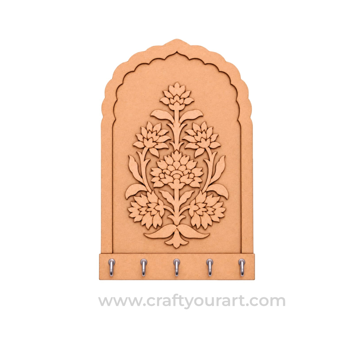 Flower Motif Jharokha Keyholder Pre Marked MDF Design 1