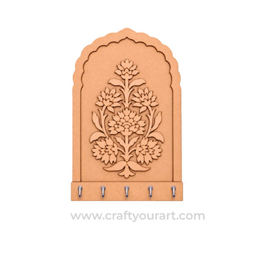 Flower Motif Jharokha Keyholder Pre Marked MDF Design 1