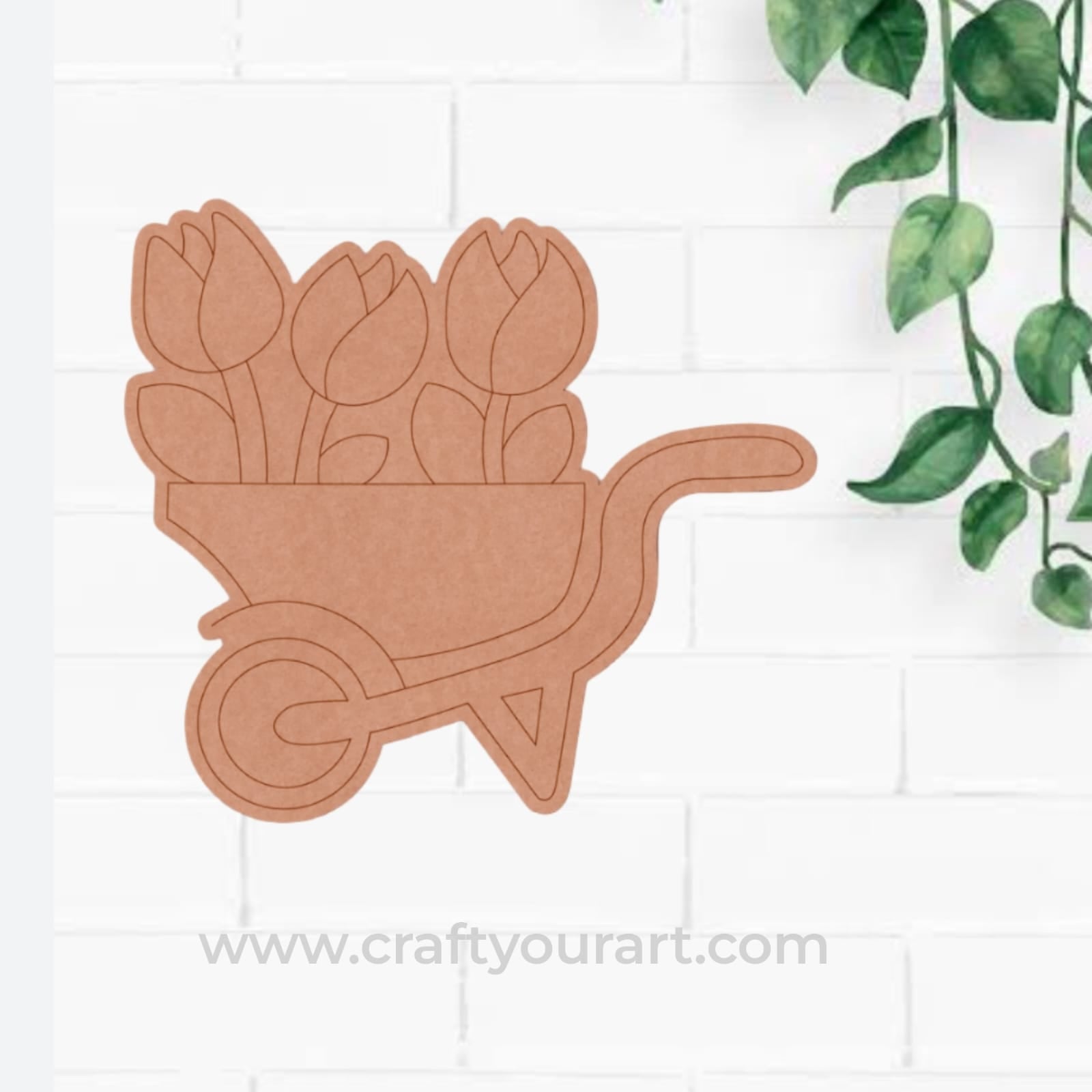 Flower Wheelbarrow Pre Marked MDF Design 1