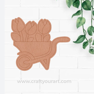 Flower Wheelbarrow Pre Marked MDF Design 1