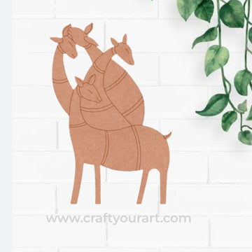 Folk Deer Family Pre Marked MDF Design 1