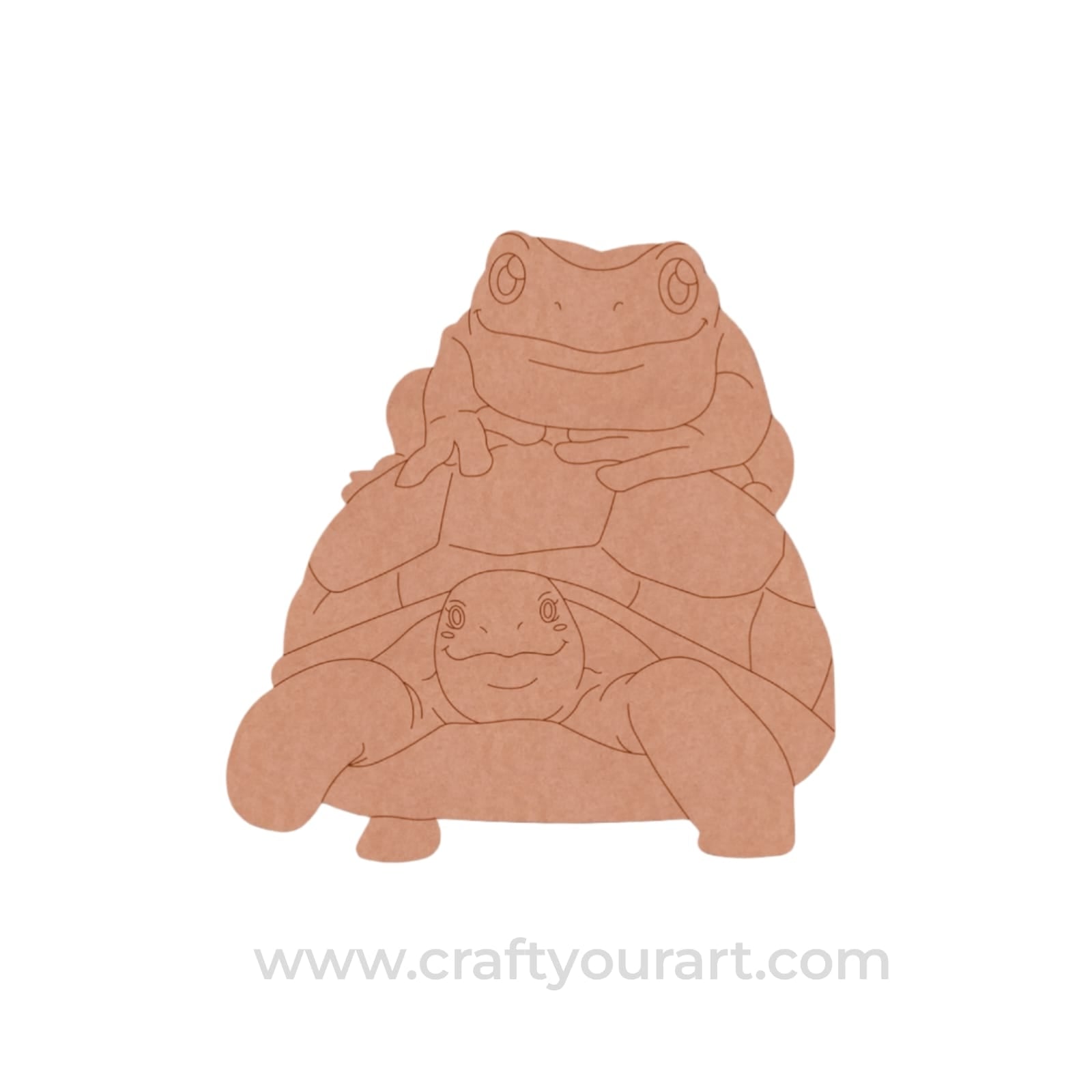 Frog On Tortoise Pre Marked MDF Design 1