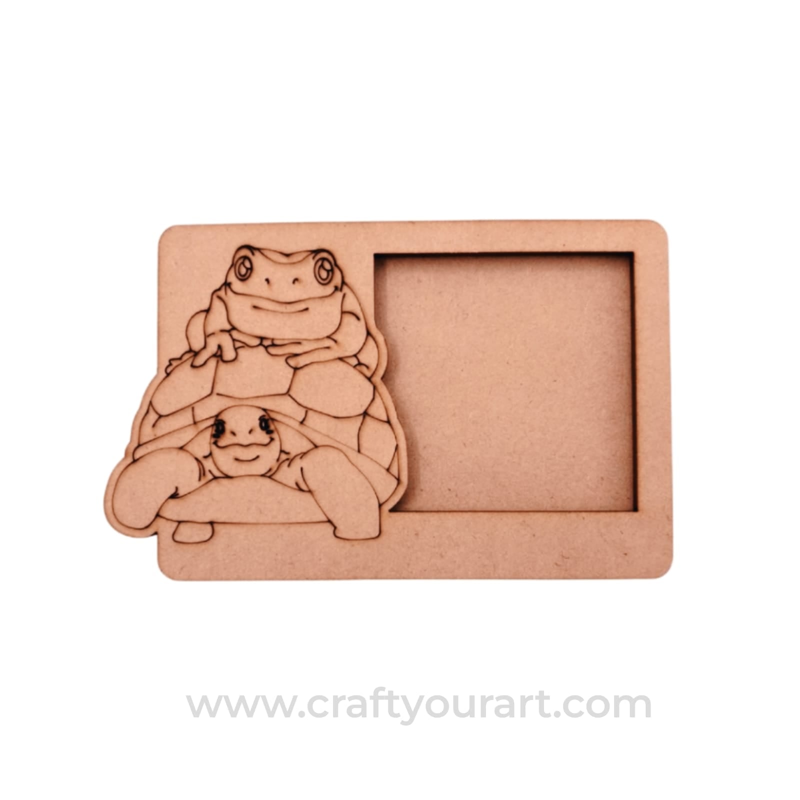 Frog On Tortoise Three Layered Photo Frame MDF Design 1