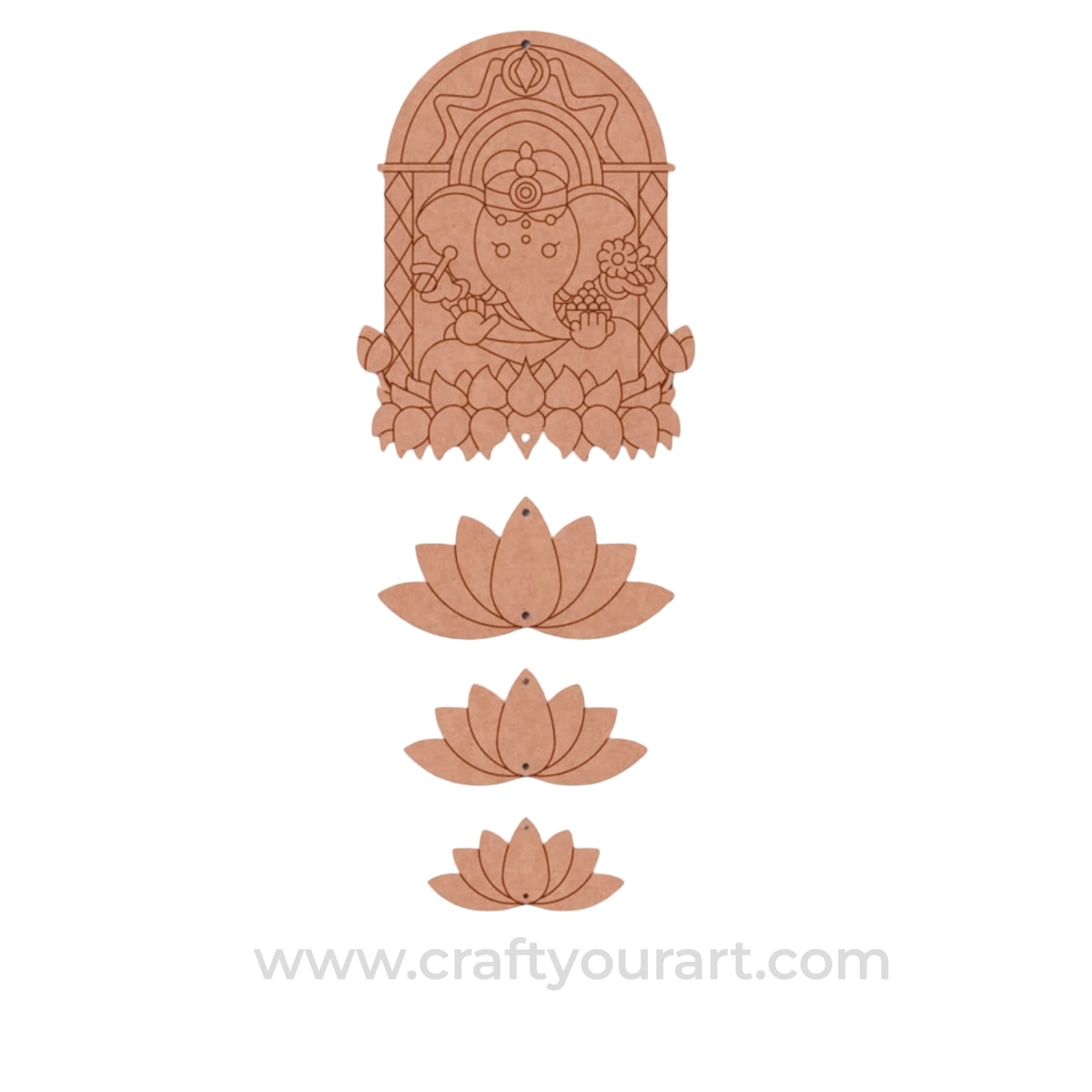 Ganesha Lotus Hanging Pre Marked MDF Design 1