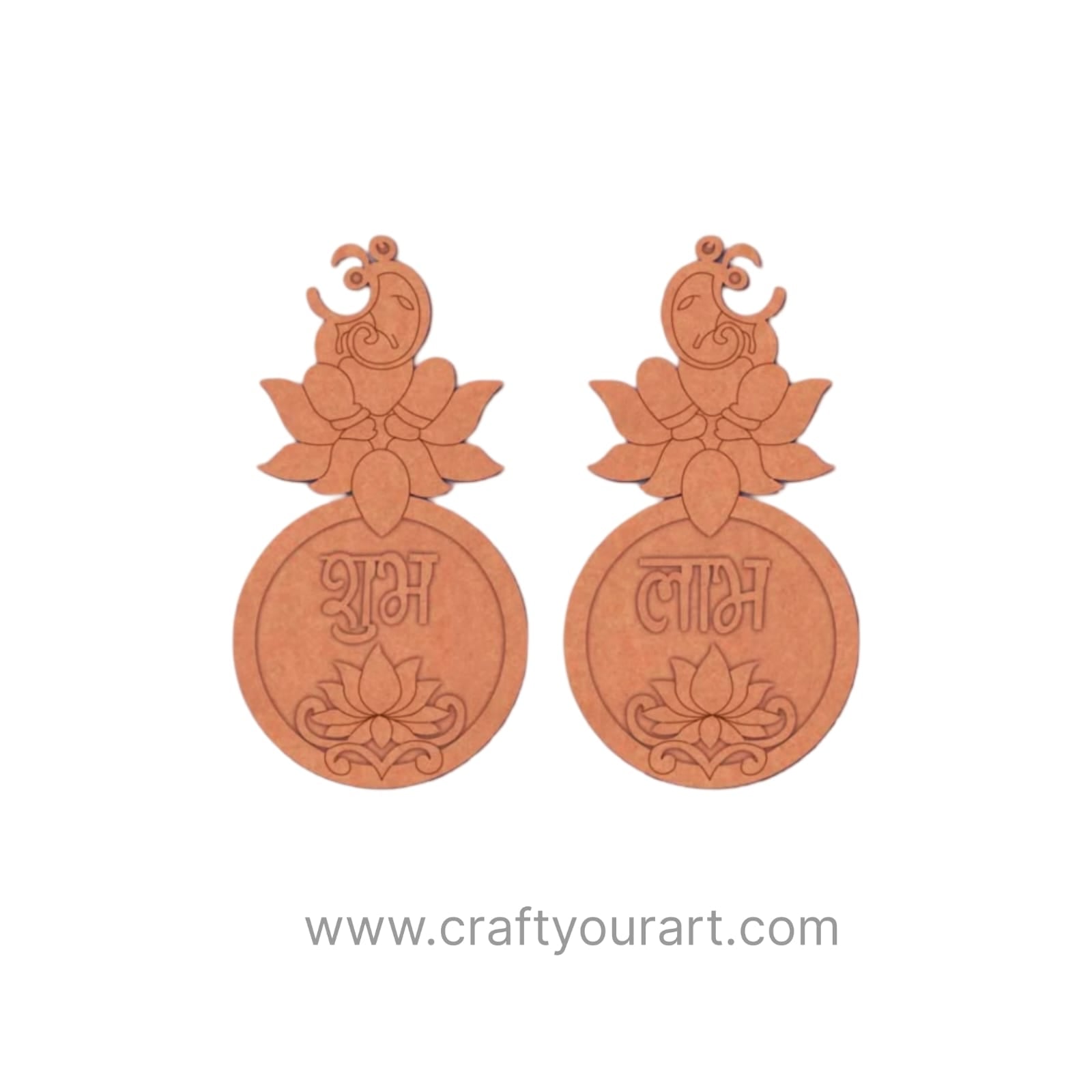 Ganesha Lotus Shubh Labh Pre Marked Base MDF Design 9