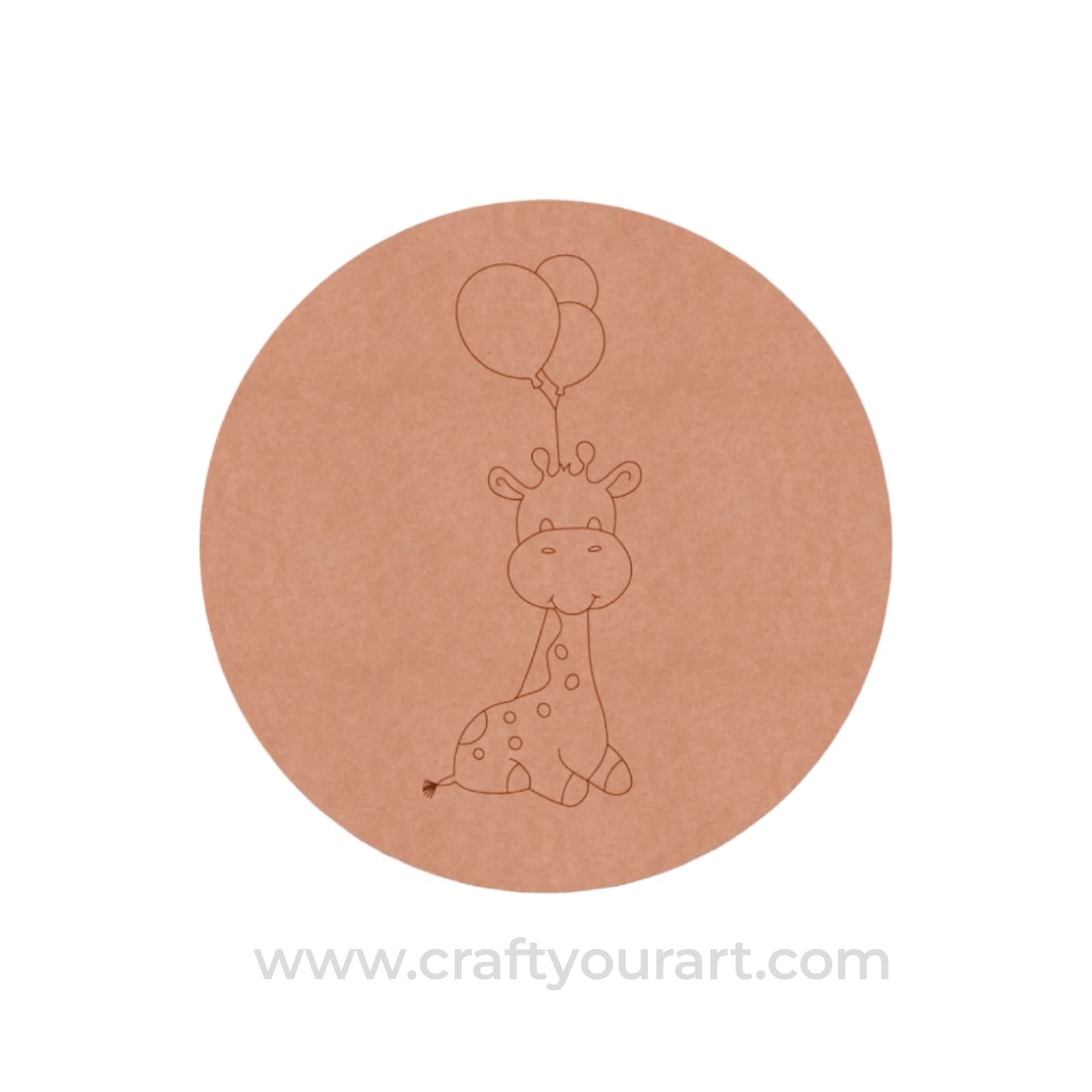 Giraffe With Balloons Pre Marked Round MDF Design 1