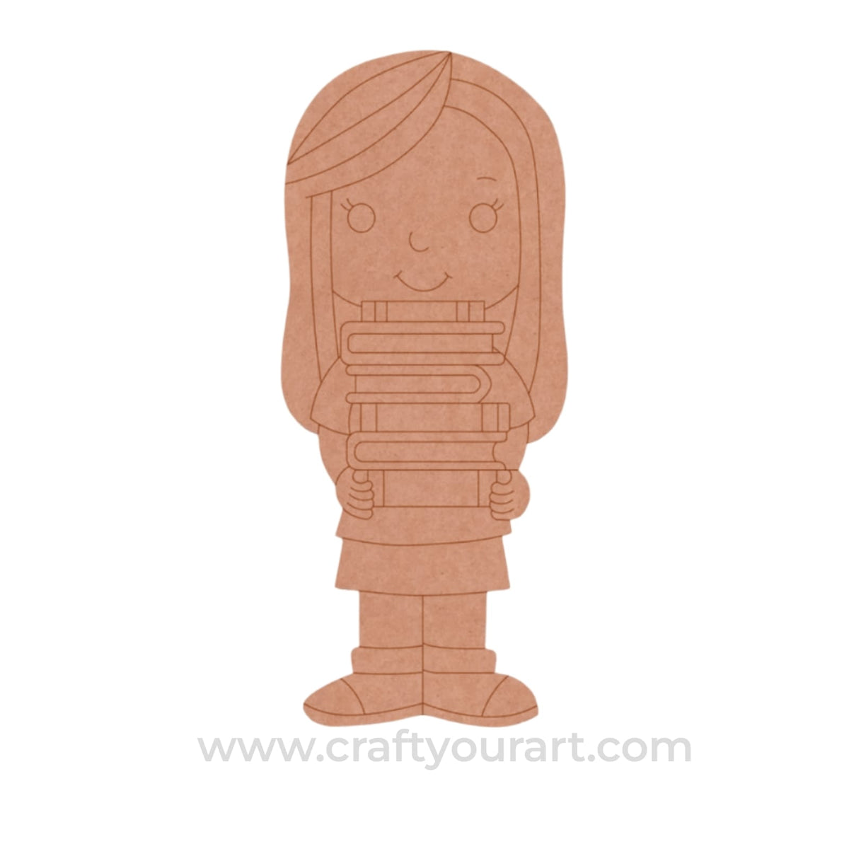 Girl With Books Pre Marked MDF Design 1
