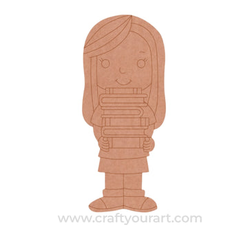 Girl With Books Pre Marked MDF Design 1