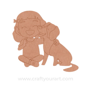 Girl With Dog Pre Marked MDF Design 2
