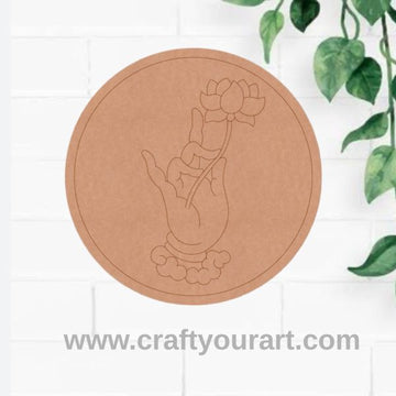 Hand Lotus Pre Marked Round MDF Design 14