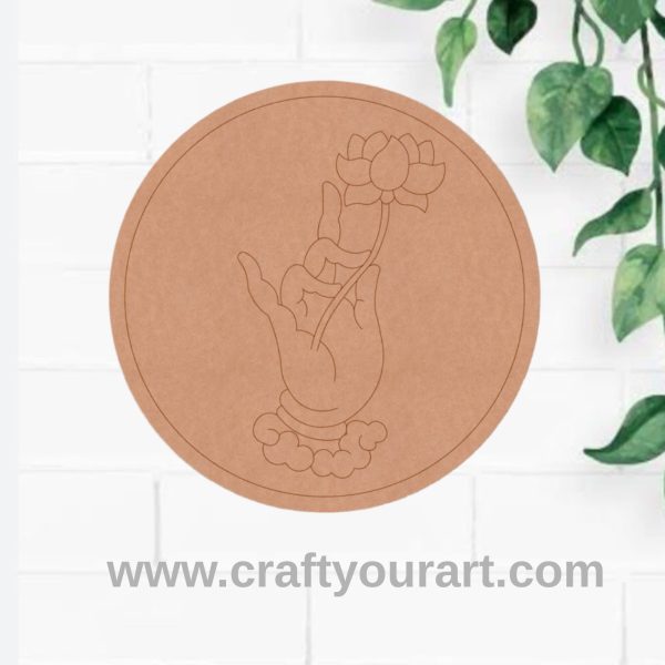 Hand Lotus Pre Marked Round MDF Design 14