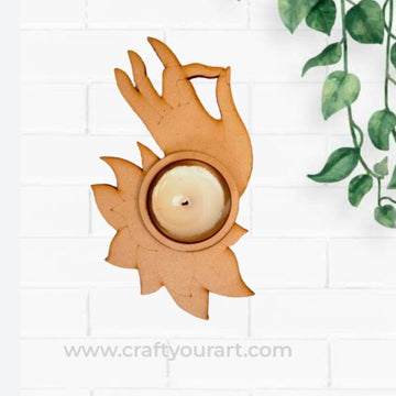 Hast Mudra Tealight Candle Holder MDF Design 1
