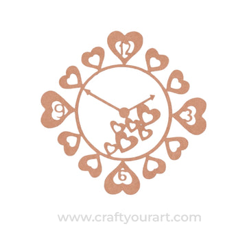 Hearts Clock Cutout MDF Design 1