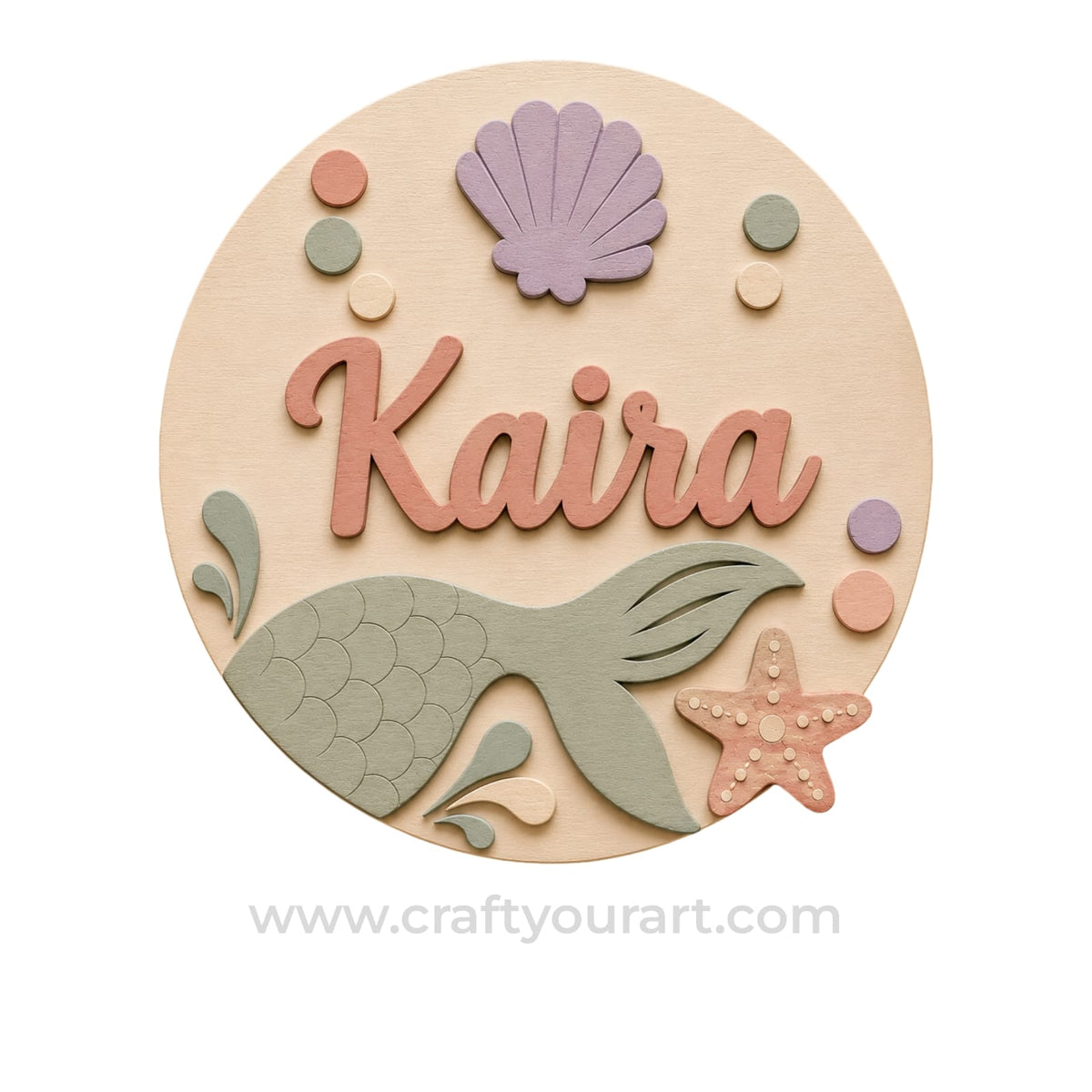 Mermaid sea Theme kids Nameplate MDF Design 11