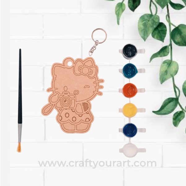 Kitty Keychain Pre Marked MDF DIY Kit Design 2