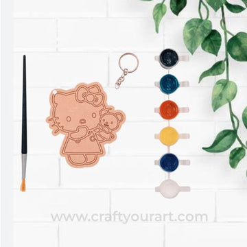 Kitty Keychain Pre Marked MDF DIY Kit Design 3