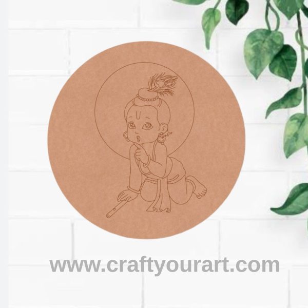 Krishna Ji Pre Marked Round MDF Design 75