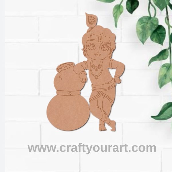 Krishna Ji With Makhan Pre Marked MDF Design 19